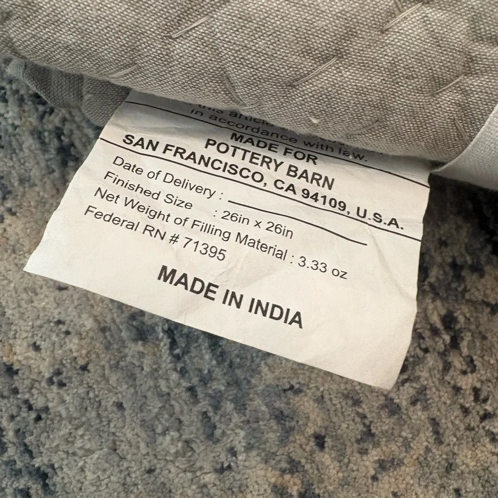 Pottery Barn Cotton Melange Euro Sham - Soft Gray‎